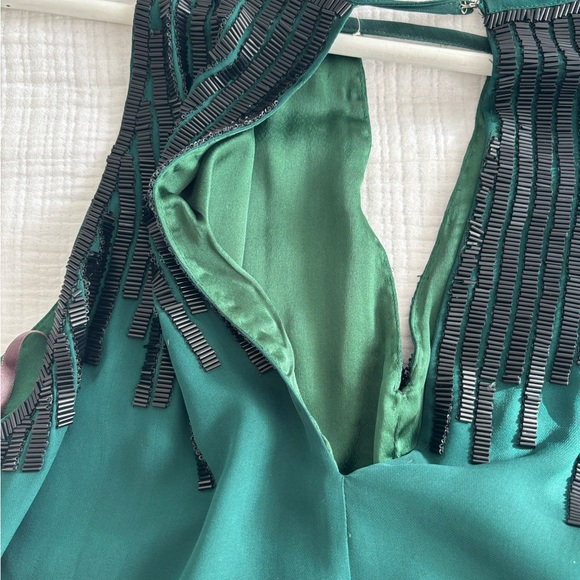 Parker Dark Emerald green sleeveless top with black Beaded detail. - Picture 4 of 4